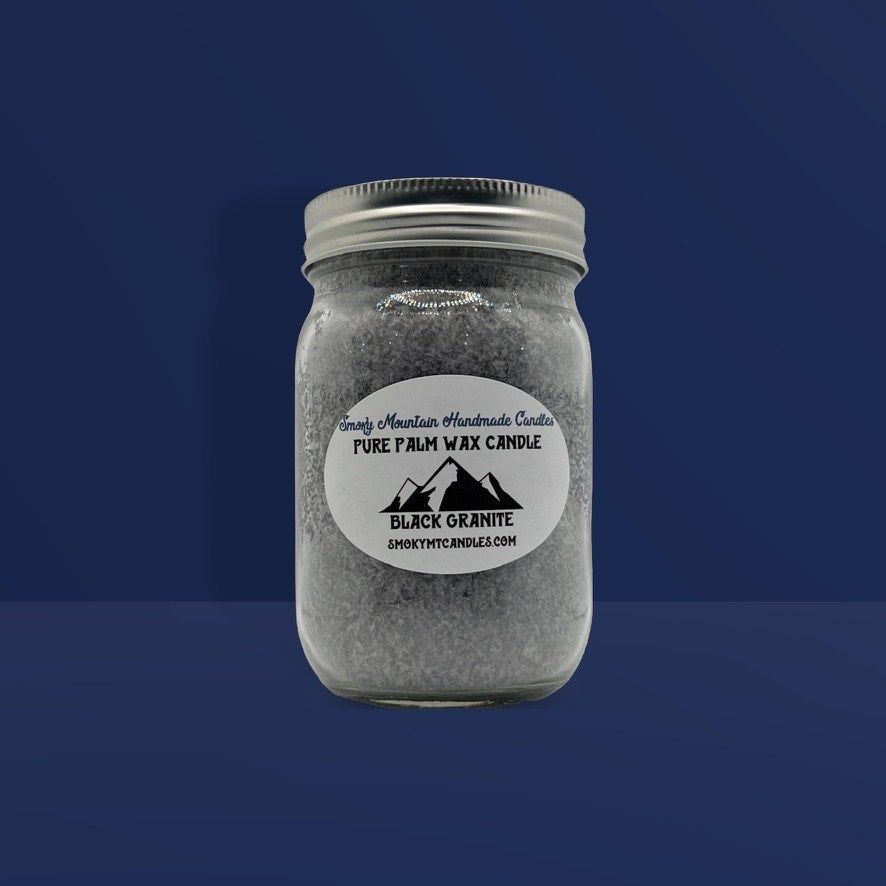 Black Granite Palm Wax Candle Smoky Mountain Handmade Candles